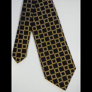Robert Talbott Best of Class Tie Black & Gold Squares Designer Made in USA